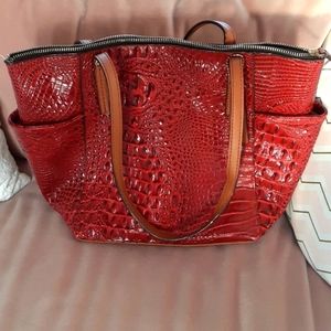 KATE LANDRY Red Faux Crocodile Purse